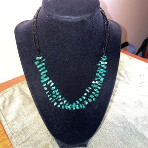 Malachite and Black Bead  Necklace EUC.